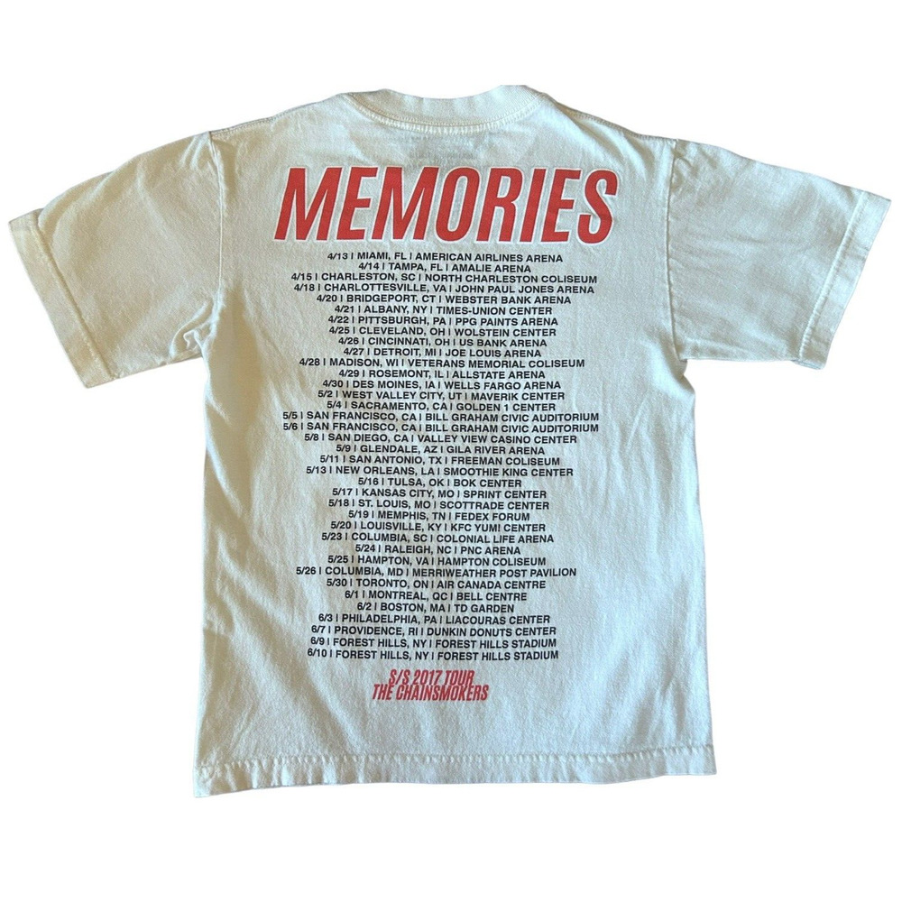 2017 The Chainsmokers Memories Tour T Shirt Mens Small Beige Music EDM Concert
